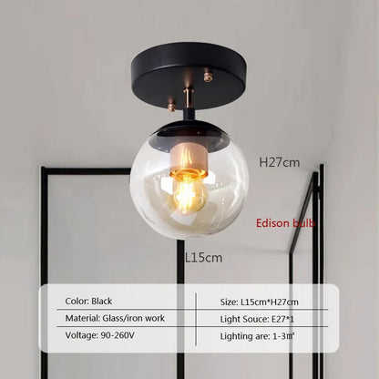 Plafonnier LED boule en verre moderne