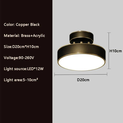 plafonnier cuivre led simple rond vestiaire