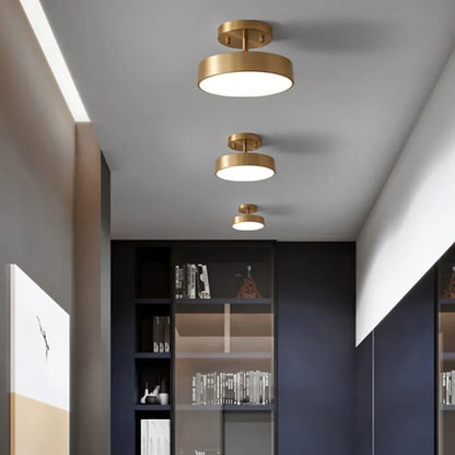 plafonnier cuivre led simple rond vestiaire