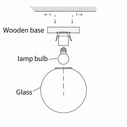 Boule de verre blanc plafond moderne à LEDs lampe salon piédestal en bois suspendus plafonniers éclairage à la maison décor luminaires de cuisine
