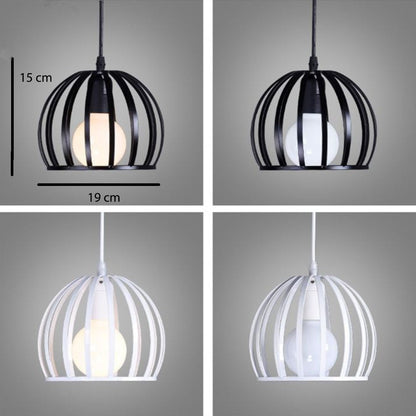 Suspension en cage ronde vintage (noir ou blanc)