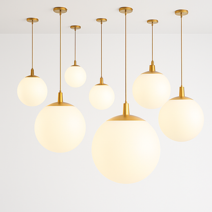 Lampe Suspension Globe Verre Blanc