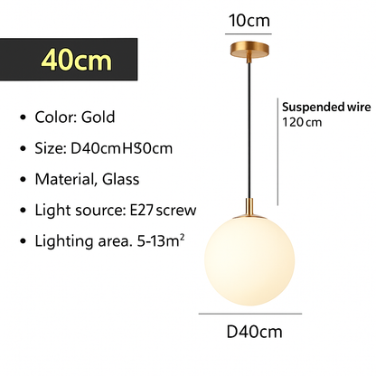 Lampe Suspension Globe Verre Blanc