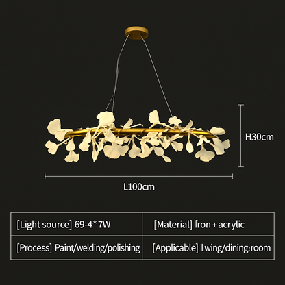 Nordique feuille de gingko LED lustre moderne cuisine salon chambre salle à manger rond intérieur loft plafond suspension
