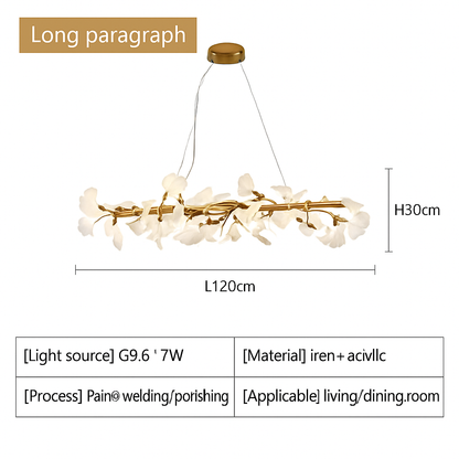 Nordique feuille de gingko LED lustre moderne cuisine salon chambre salle à manger rond intérieur loft plafond suspension