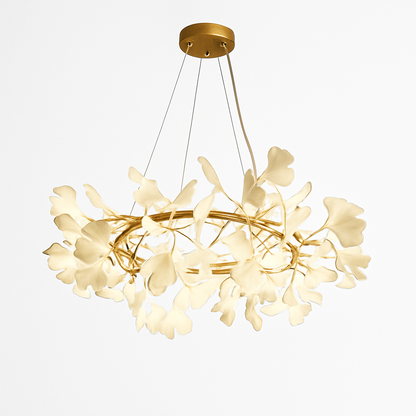 Nordique feuille de gingko LED lustre moderne cuisine salon chambre salle à manger rond intérieur loft plafond suspension