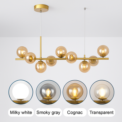 Nordique moderne suspension LED or lumière boule de verre 11 têtes lampe suspendue pour cuisine salon salle à manger Suspension Luminaire Design