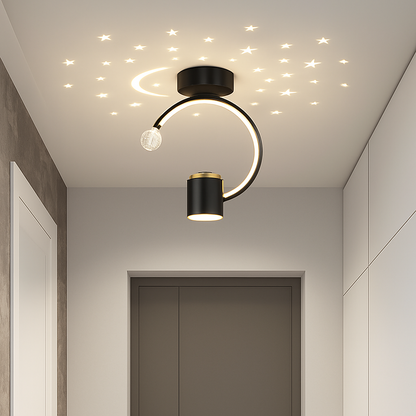 Plafonnier design LED avec projection étoiles
