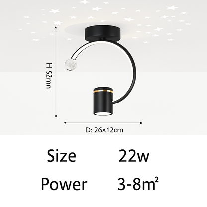 Plafonnier design LED avec projection étoiles