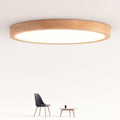 Plafonnier en bois à LED très fin en forme de rond