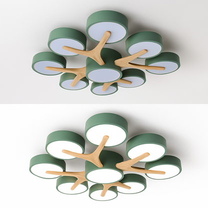 plafonnier en bois style moderne décoration intérieure lumineux design élégant