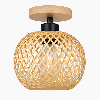 plafonnier led en bambou tissé design lumineux décoratif