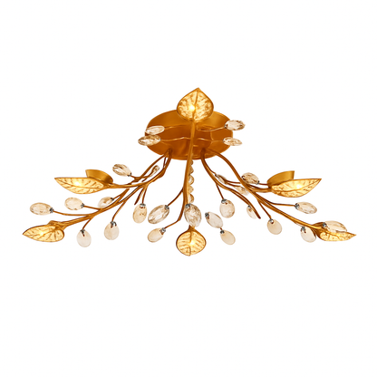 Plafonnier LED en cristal en forme de fleurs et feuilles