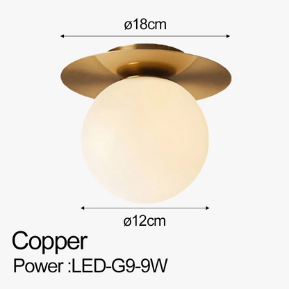 plafonnier led nordique avec boule de verre dépoli pour intérieur