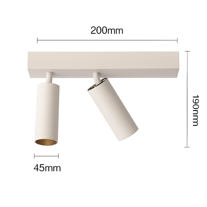 plafonnier led réglable à deux ou trois têtes en aluminium