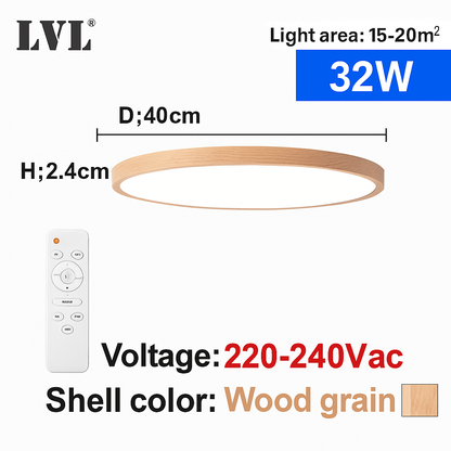 Plafonnier Led télécommandé moderne Grain de bois doré 24W 32W chambre salon cuisine salle de bains RC plafonnier à intensité variable