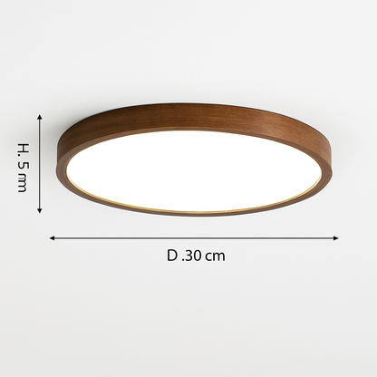Plafonnier moderne LED en forme géométrique en bois Evelyn