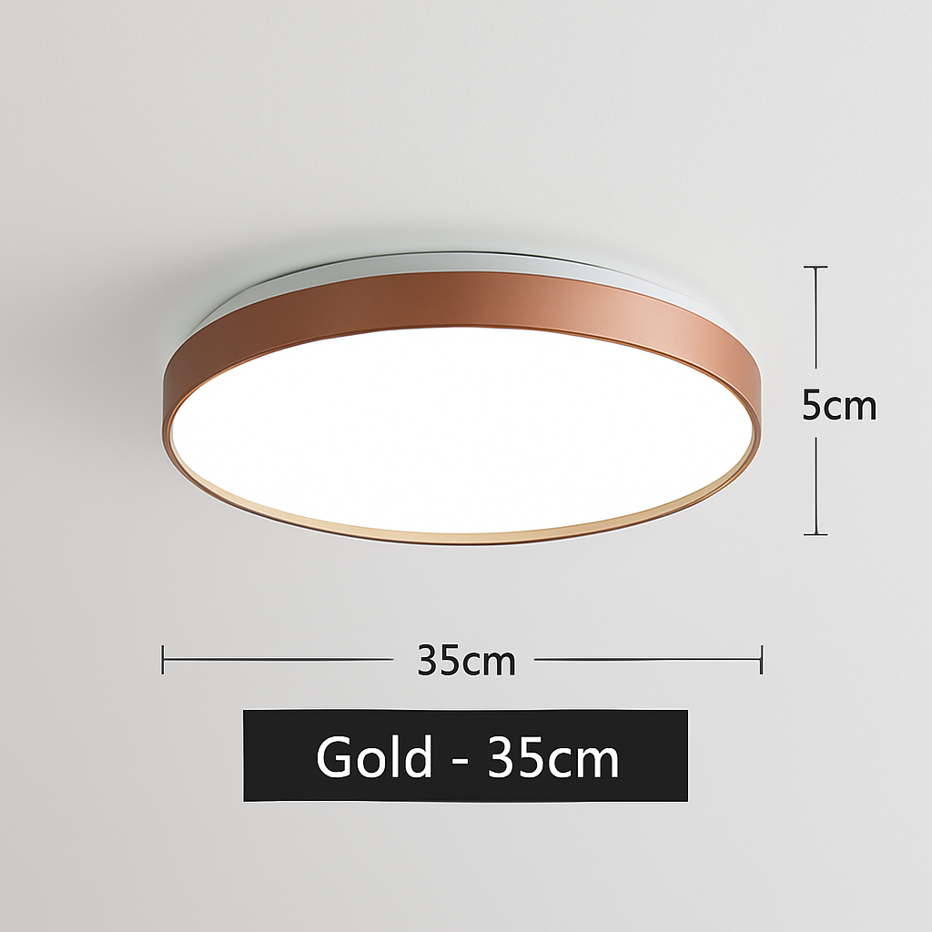 Plafonnier moderne LED métallique circulaire et fin Glenn