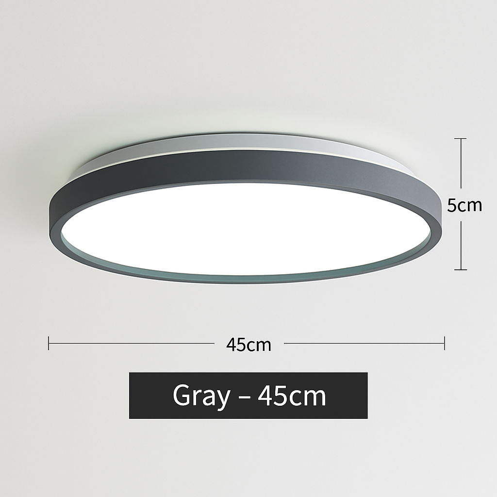 Plafonnier moderne LED métallique circulaire et fin Glenn