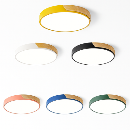 Plafonnier moderne rond métallique et coloré Leonidas