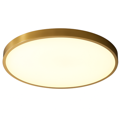 Plafonnier plat et rond doré à LED