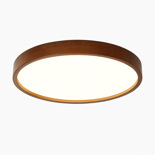 plafonnier rond en bois style nordique pour intérieur moderne