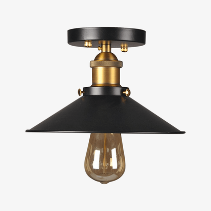 Plafonnier rustique vintage en métal noir et doré