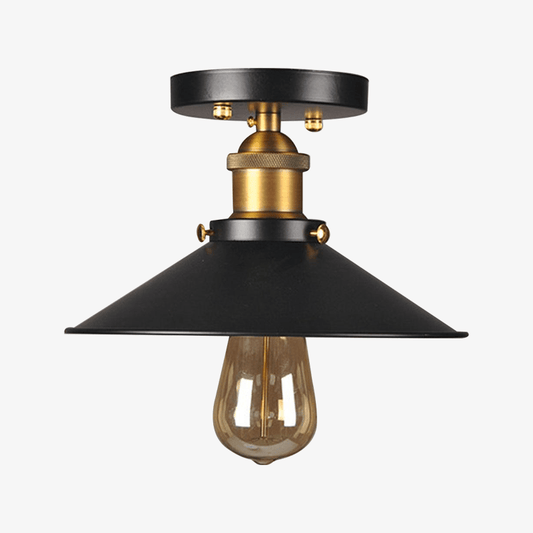 Plafonnier rustique vintage en métal noir et doré