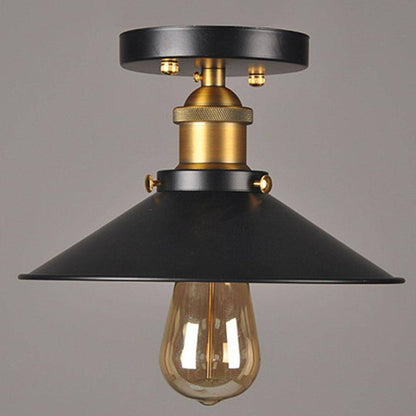 Plafonnier rustique vintage en métal noir et doré