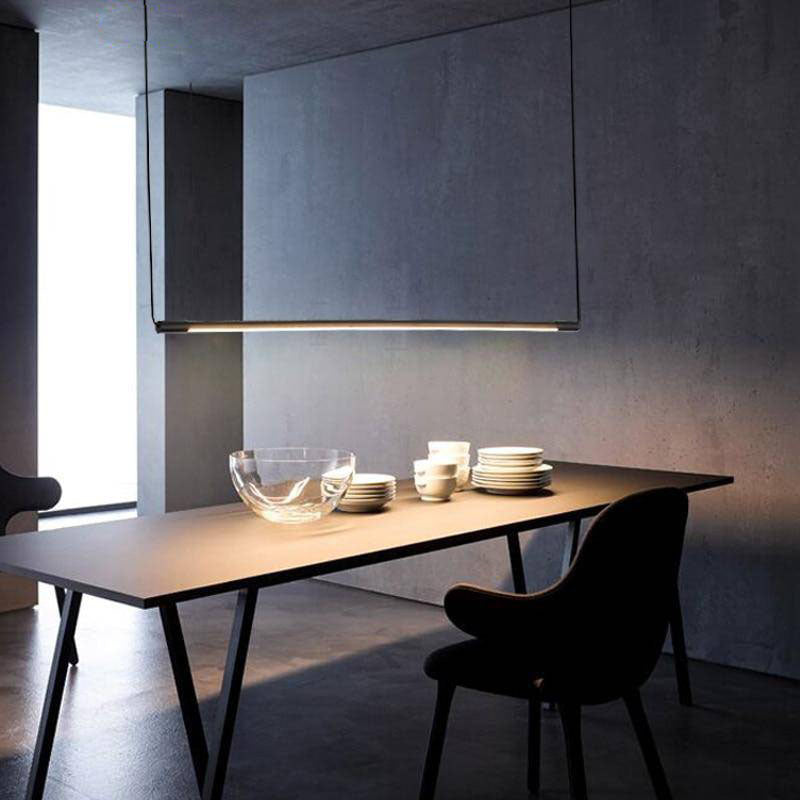 Suspension design à LED en tube métal noir style Loft Light