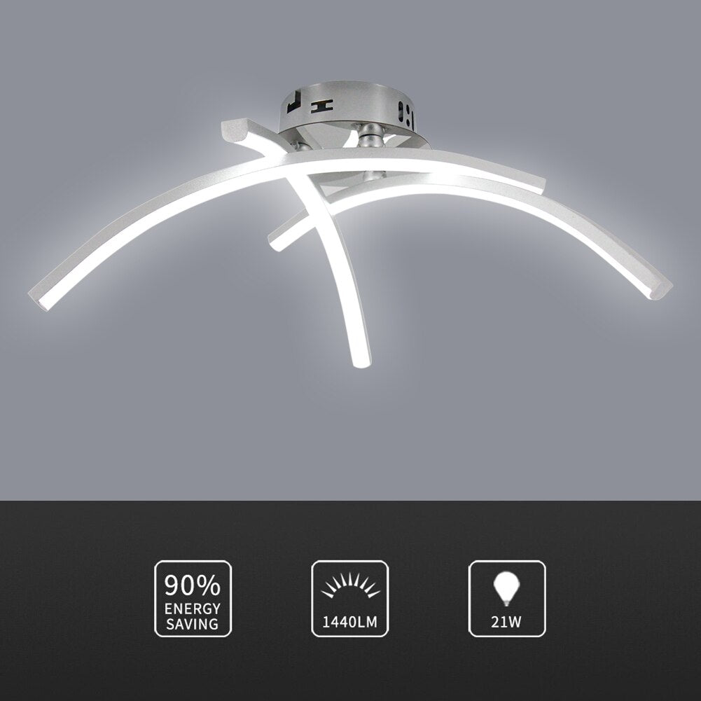 Plafonnier design LED avec 3 barres courbées en métal Teylor