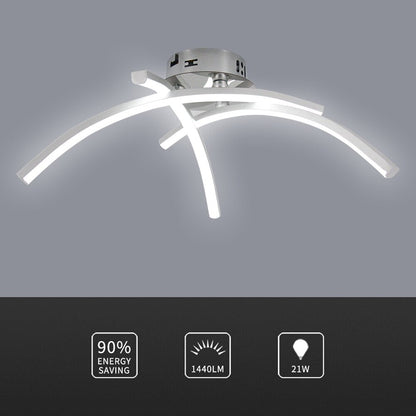 Plafonnier design LED avec 3 barres courbées en métal Teylor