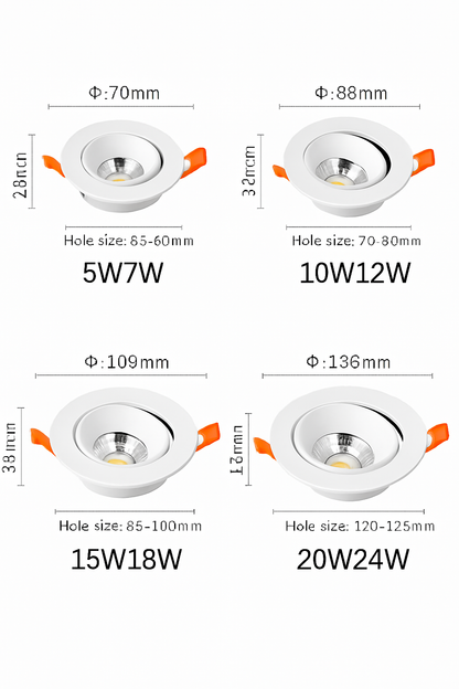 Spot Led Downlight encastré plafonnier 7W12W18W24W Dimmable blanc noir intérieur Led Spot lumière 360 ° réglable pour salon