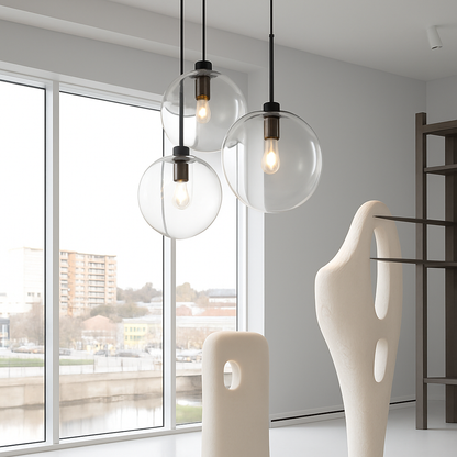 Suspension boules en verre et tige