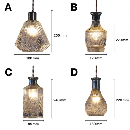 Suspension bouteilles en verre de plusieurs formes Bottle