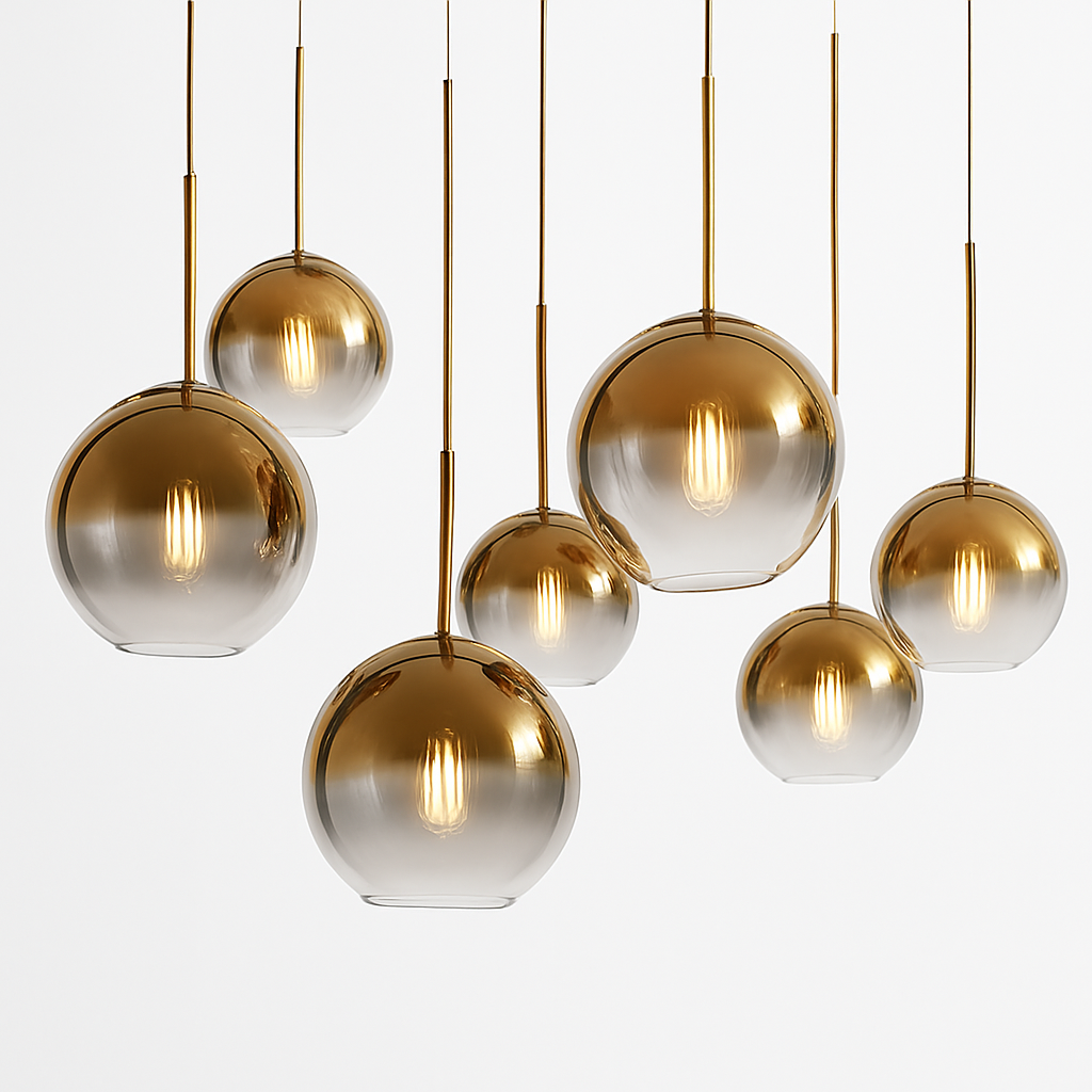 Suspension design boule en verre ambré Loft