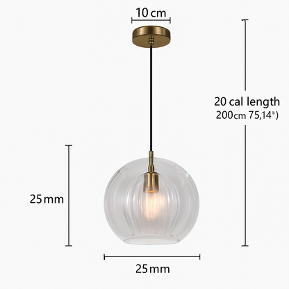 Suspension design boule nordique moderne en verre créative