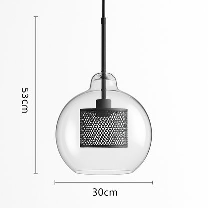 Suspension design LED en verre avec lampe doré