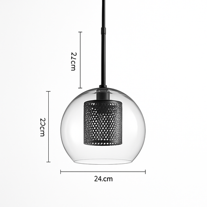 Suspension design LED en verre avec lampe doré