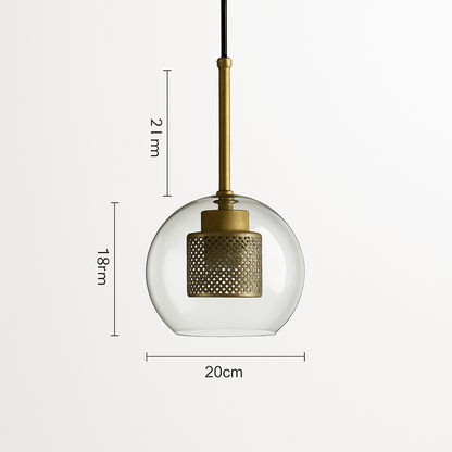 Suspension design LED en verre avec lampe doré