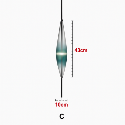 Suspension design LED en verre bleu de plusieurs formes