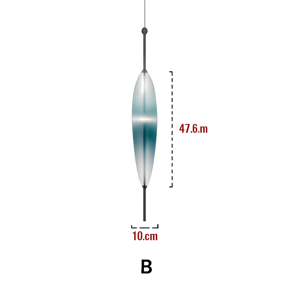 Suspension design LED en verre bleu de plusieurs formes
