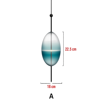 Suspension design LED en verre bleu de plusieurs formes