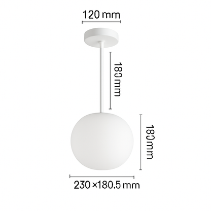 Suspension design LED forme ovale en verre blanc