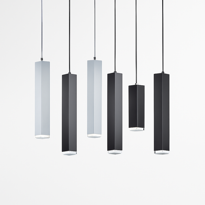 Suspension design LED rectangulaire (noir ou blanc)