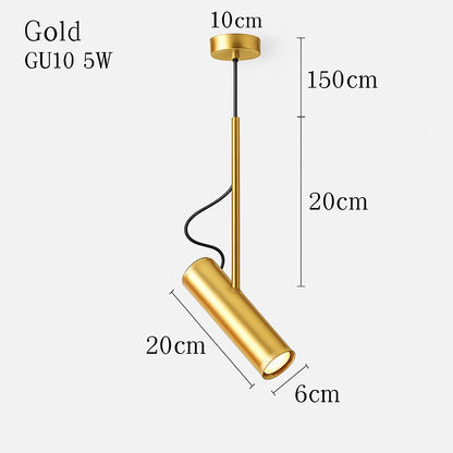 Suspension design spot orientable et tige dorée