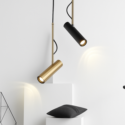 Suspension design spot orientable et tige dorée