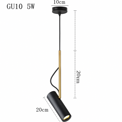Suspension design spot orientable et tige dorée