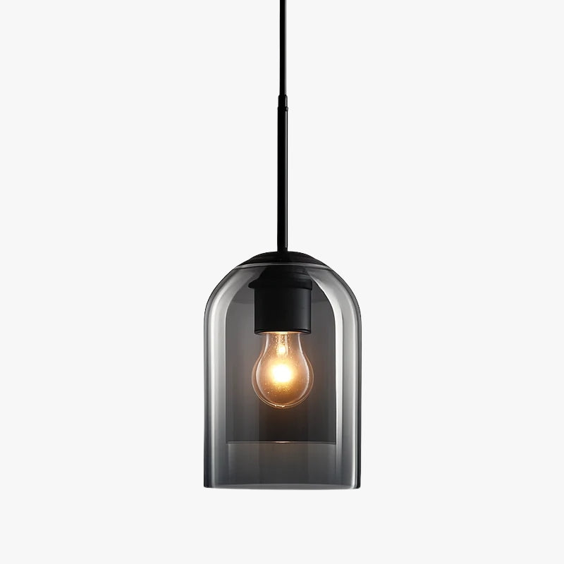 Suspension design tube arrondi double verre fumé