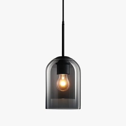 Suspension design tube arrondi double verre fumé